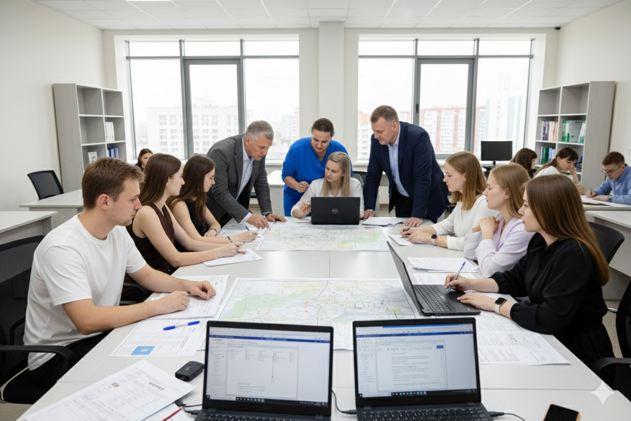 Упор на современные геопространственные технологии. С первого курса студенты работают с актуальным программным обеспечением (CREDO, AutoCAD, GIS-пакеты, QGIS и ArcGIS), учатся использовать данные дистанционного зондирования Земли (ДЗЗ) и БПЛА для создания цифровых моделей местности.